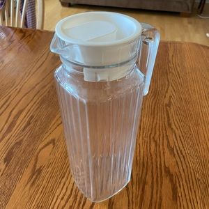Vintage glass juice jug with plastic lid